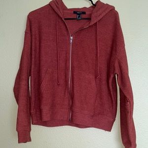 Forever 21 Women’s Cropped, Ribbed Zip Up Hoodie